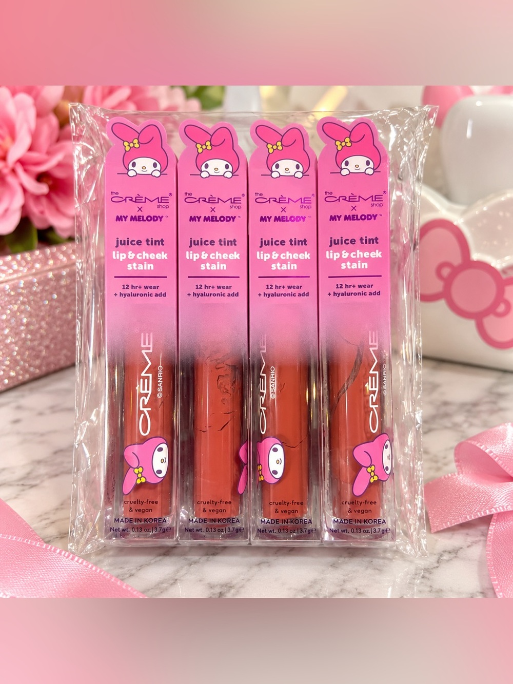 ✨ NWT The Crème Shop x My Melody Juice Tint Lip & Cheek Stain 4-Piece Set ✨